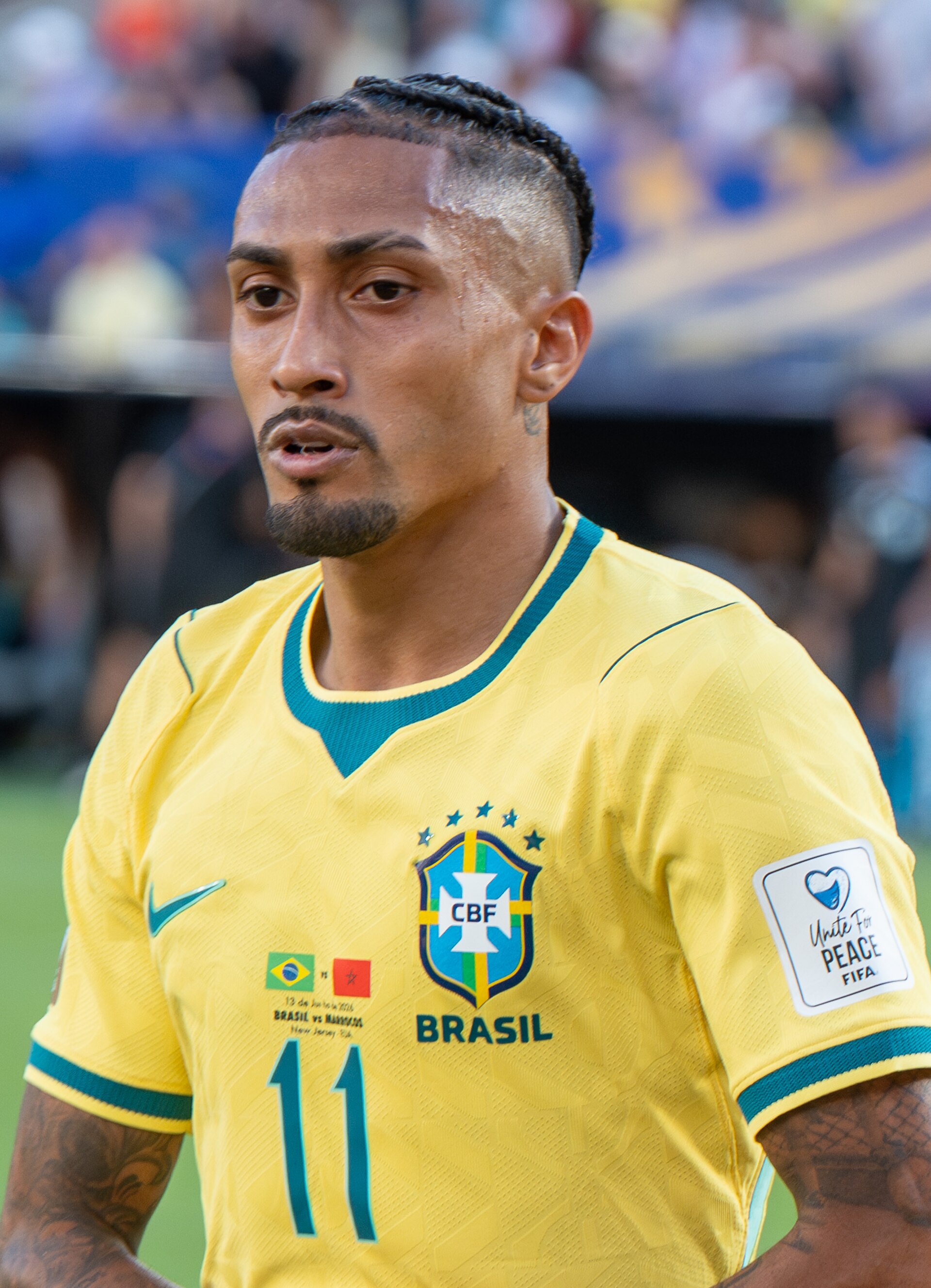 Raphinha during Brazil v Morocco on 13 June 2026 at the 2026 FIFA World Cup at NY/NJ Stadium in East Rutherford, NJ
